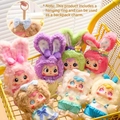 Plush cartoon monster dolls with long rabbit ears in a yellow shopping basket - 1051 Happy Picnic Series / Random One