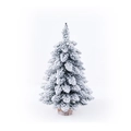 Mini künstlicher Weihnachtsbaum mit starker weißer Beflockung auf rustikalem Holzfuß - 60cm Kugelbeflockter Baum (Ohne Licht)