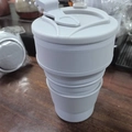 Portable light grey silicone folding cup with lid for travel and outdoor activities - Grey