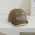 Detailed close-up of dark khaki baby cap with YouCan embroidery and soft brim texture - 48-50cm (1-2 Years) / YouCan Style / Dark Green