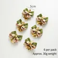 Set di 6 fiocchi natalizi da 5cm in juta con campanelli dorati per albero e ghirlande - Foglia d'Oro Bicolore