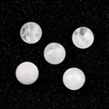 Five 12mm white crystal agate semi-drilled round beads for DIY earring jewelry making - 12mm Clear Quartz Semi Drilled Bead