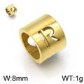 Golden titanium steel bead with hollow letter R and heart-shaped side cutout - Gold Letter R Style (KLJ1339-Z)