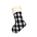 Classic black and white checkered Christmas stocking with cream knitted cuff for holiday gift - Small Black Plaid with White Knit