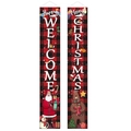 Christmas buffalo plaid door banners featuring Santa and Reindeer Merry Christmas decor - YXS-24 Buffalo Plaid Welcome/Merry