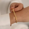 Polished 18K gold plated stainless steel rope chain bracelet for women on wrist - 4mm Rope Chain Bracelet