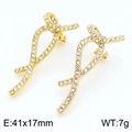 Eleganti orecchini a fiocco placcati in oro 18K con pavé di strass bianchi brillanti - Stile Fiocco di Nastro con Strass (KE115489-SP)