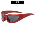 Occhiali da sole sportivi Y2K rosso metallizzato con lenti grigie e design moderno - Montatura Rossa Lenti Grigie