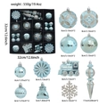 Set decorazioni natalizie blu ghiaccio con palline glitter, fiocchi, stelle e piccoli treni - Blu