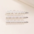 Three-piece colorful iridescent pearl hair clips with silver metal pins for women - Silver Set
