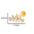 Gold stainless steel heart crown labret stud with zircon stones, 1.17cm x 0.61cm - Five-Stone Cluster (HSPJ0154-6#) / Gold Yellow