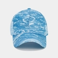 Front view of six-panel baseball cap with blue and white water wave digital print pattern - Adjustable / Blue White Water Ripple Style (4#色)