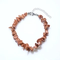 Irregular brown goldstone chip stone bracelet with adjustable silver lobster clasp - Gold Sandstone