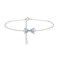 Elegante pulsera de plata de ley 925 con circonitas brillantes en forma de corazón - Plateado