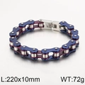 Bracciale a catena di bici blu e viola da uomo, gioielli punk in acciaio 220x10mm - Blu & Viola (KB137069-KFC)