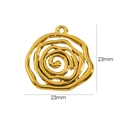 Macro detail of 23mm golden spiral irregular metal pendant with 14K gold plating - YT7190-Spiral Rose Shape