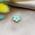 Macro shot of light blue 3D five-petal flower pendant with gold trim for DIY jewelry - Light Blue