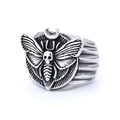 Gothic stainless steel ring featuring a moth skull and crescent moon design - US 7 / Steel Skull Moon Style