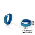 Polished electric blue titanium steel hoop earrings with 13mm diameter for men and women - Blue (1.3cm*0.3cm)