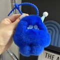 Cute fluffy blue monster plush keychain with matching party hat and plastic hook - Sapphire Blue