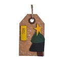 Wooden Christmas hanging tag with JOY letters, green tree and star decor for holiday - Christmas Tree
