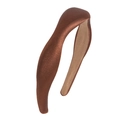 Classic brown padded headband in vintage silk-like finish for high top hair styling - Satin Brown