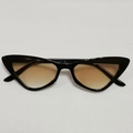 Retro black cat-eye sunglasses featuring stylish gradient brown lenses and slim frames - Black Frame Gradient Brown Lens