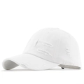 Vintage distressed white cotton baseball cap with ripped details and curved brim for outdoor use - White