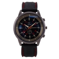 Men's sport watch with blue dial, red numerals, and black silicone strap with red stitching - Black With Red Stitching (Red)