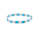 Detail eines böhmischen Tila-Perlenarmbands mit blau, weiß und gold emaillierten Fliesen - Blau Weiß Gold