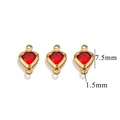 Three gold heart charms with red crystals and 1.5mm holes for DIY jewelry making - 2-Hole-Red / Gold