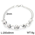 Pulsera de doble cadena de acero inoxidable plateada con anillos, 200x8mm - Pulsera / Color Acero (Pulsera)