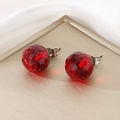 Fashionable red faceted crystal ball earrings with titanium steel studs for women - 10mm / Steel Base Red Faceted Crystal (KE116379-K)