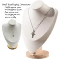 Small necklace display bust with white microfiber surface and wooden base, 19cm height - Solid Wood High-End Necklace Stand