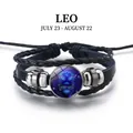 Bracelet multicouche en cuir signe Lion avec breloque lion bleue et lumineuse pour homme et femme - Lion