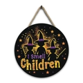Detail of wooden Halloween sign with witches and I Smell Children text - Style E-Witch Silhouette I Smell Children