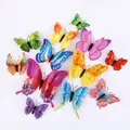 Set of 12 mixed color double-layer 3D butterfly wall stickers with vibrant wings - Magnetic with Adhesive / Mixed Colors Double Layer 12PCS