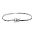 Elegante pulsera tenis con piedras preciosas negras redondas en una cadena de metal plata - 1.5mm / Platinado / 18cm