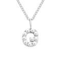 Collana in acciaio inossidabile argento con ciondolo lettera G decorato con perle - G-Argento
