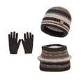 Set invernale per bambini con cappello sciarpa e guanti in maglia foderati in pile - Verde & Caffè