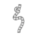 Silver lightning bolt ear bone stud with white zircon and stainless steel chain link - Silver Wave Lightning Style (#11)