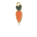 Cute enamel carrot charm for jewelry making featuring orange body and green heart leaves - Red Carrot