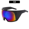 Oversized wrap-around sports sunglasses C8 with gradient colorful polarized lenses - Black Frame Green Mirror Lens