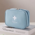 Portable light blue first aid medical bag with white cross logo and zipper closure - Medium / Blue
