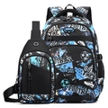 2-piece men's football print backpack and crossbody bag set for teenagers in blue - Blue Football