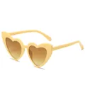 Modische herzförmige Sonnenbrille mit hellgelbem Rahmen und braunen Verlaufsgläsern - Gelber Rahmen Braune Gläser