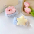 Polsini assorbenti in peluche con graziosi disegni di maialino e stella in pile corallo - Stile Maiale & Stella dei Cartoni Animati (80#) / 1 Pezzo / Blu