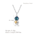Hip hop astronaut necklace in stainless steel with a gold star and blue galaxy visor - Star Catcher