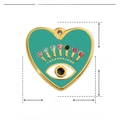 Détail du pendentif cœur en acier inoxydable avec émail, strass et motif œil protecteur - YE260-Cœur Mauvais Œil Vert Menthe