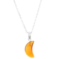 Onregelmatige oranje kristallen maan hanger aan een zilverkleurige O-ketting - Bruin X534